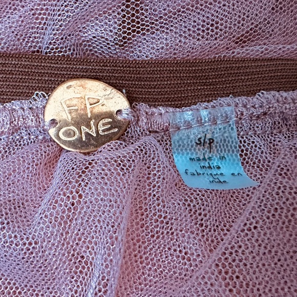 Free People FP One + Net Godet Half Slip Sheer Skirt in Apricot Combo - Picture 11 of 15